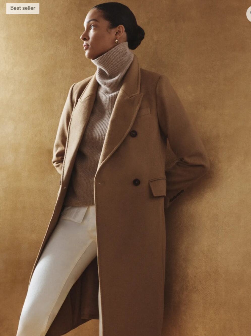 Quince Italian Wool Double Breasted Coat Oversized Dark Caramel Women's Size M